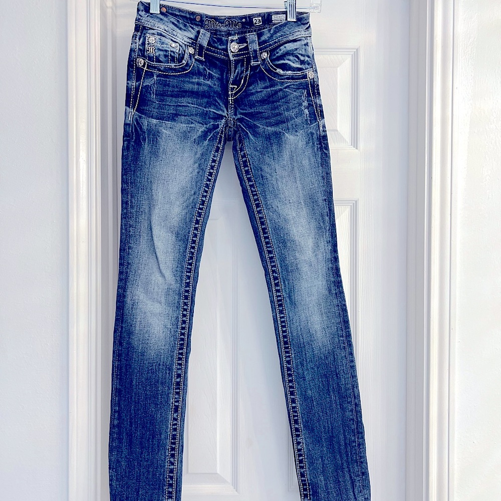 Miss Me Straight Stretch Jean JE8040TL Dark Blue Denim Women